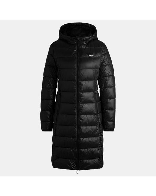HUGO Black Famalia Hooded Long Sleeve Slim Fit Short Puffer Jacket
