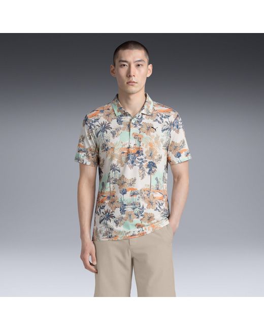 PUMA Blue Cloudspun Palm Short Sleeve Performance Polo Shirt for men