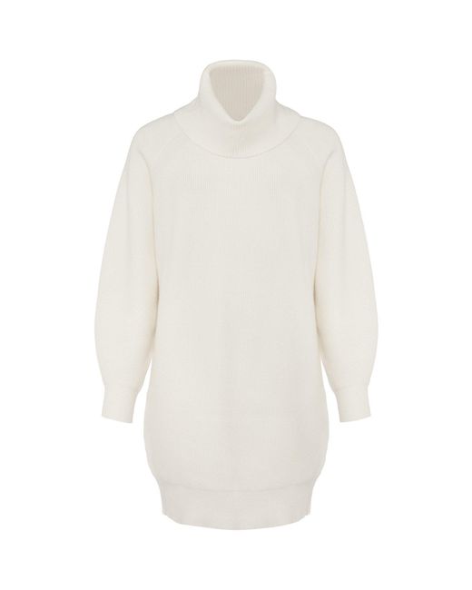 Phase Eight White Nisha Ribbed Cowl Neck Dress