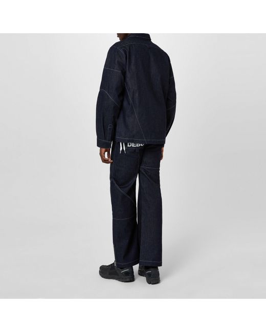 GBADEBO Blue Patchwork Workwear Organic Cotton Long Sleeve Oversized Fit Field Jacket for men