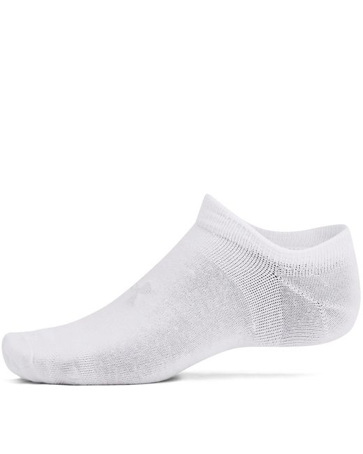 Under Armour White Essential 6-Pack No-Show Socks Halo