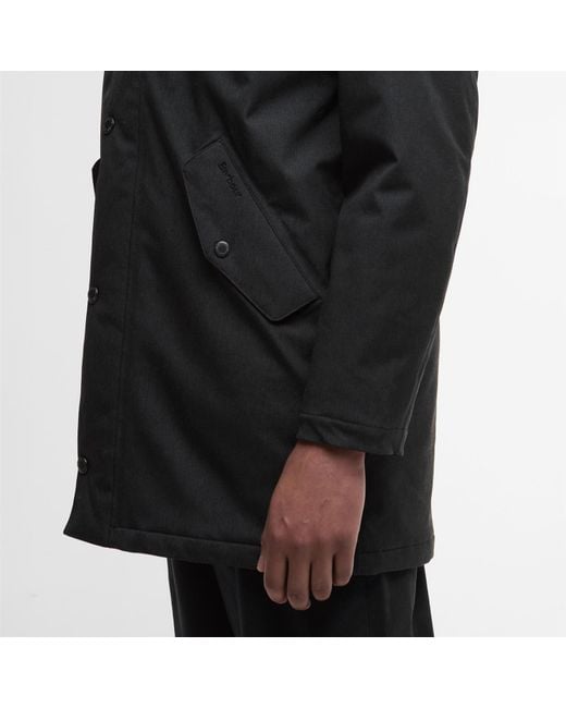 Barbour Black Winter Powell Waterproof Long Sleeve Long Puffer Jacket for men