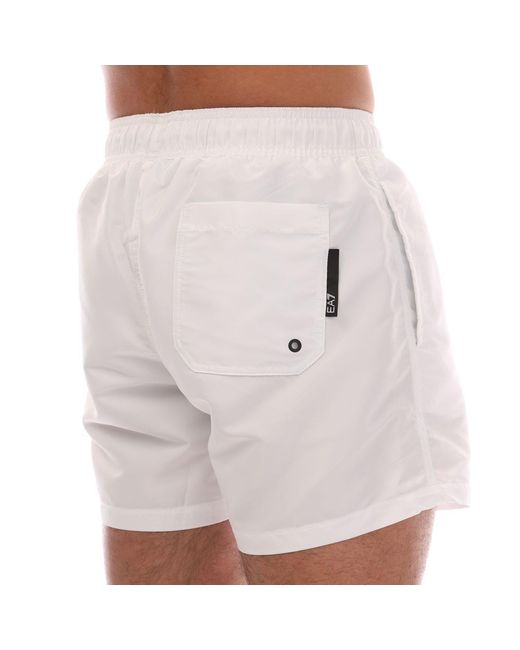 EA7 Gray Logo Tape Swim Shorts for men