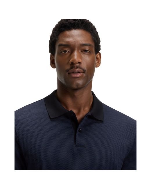 Boss Blue Short Sleeve Polo Shirt With Ribbed Collar (C Parlay) for men