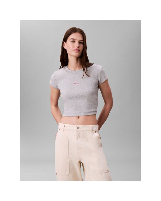 Calvin Klein Gray Ckj Mono Baby T Crop Top