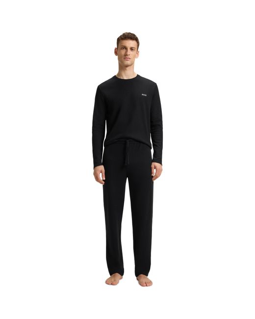 Boss Black Waffle Open Hem Fleece Joggers for men