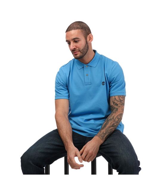 Timberland Blue Pique Short Sleeve Polo for men