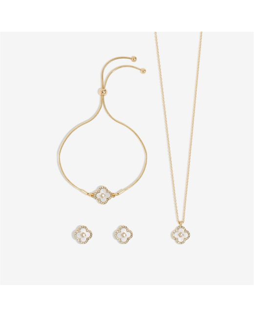 Jon Richard Black Plated Crystal Clover Trio Set