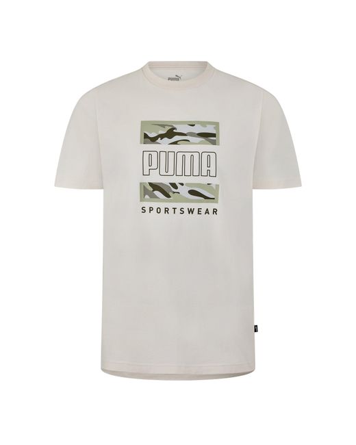 PUMA Gray Graphics Camo Box Regular Fit T-Shirt for men