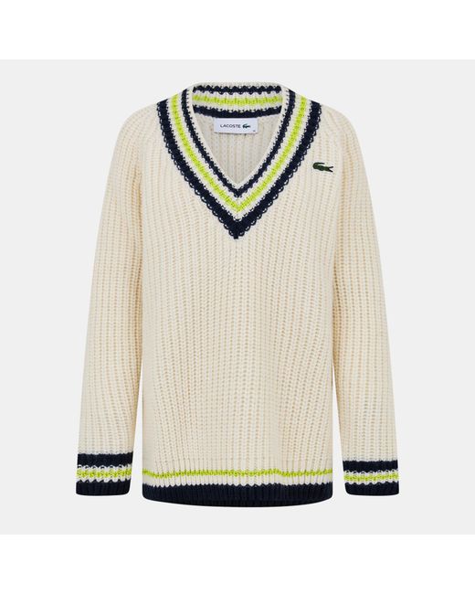 Lacoste White Tricot Crew Neck Jumper