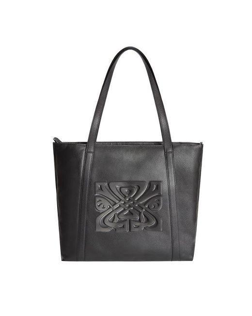 Biba Black Leather Logo Tote Bag