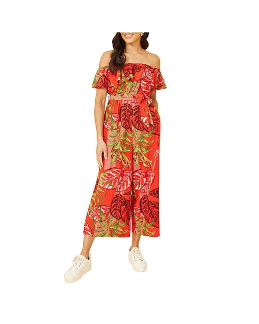 Mela London Red Bardot Jumpsuit