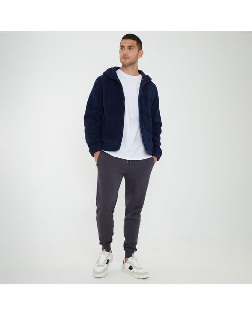 Threadbare Blue Borg Zip Hoodie for men