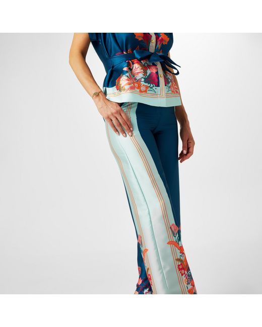 Biba Blue Border Print Trouser