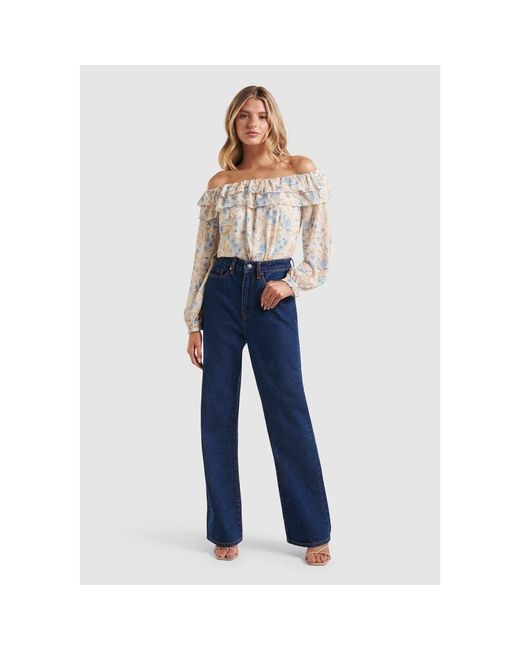 Forever New Multicolor Olivia Ruffle Bardot Top