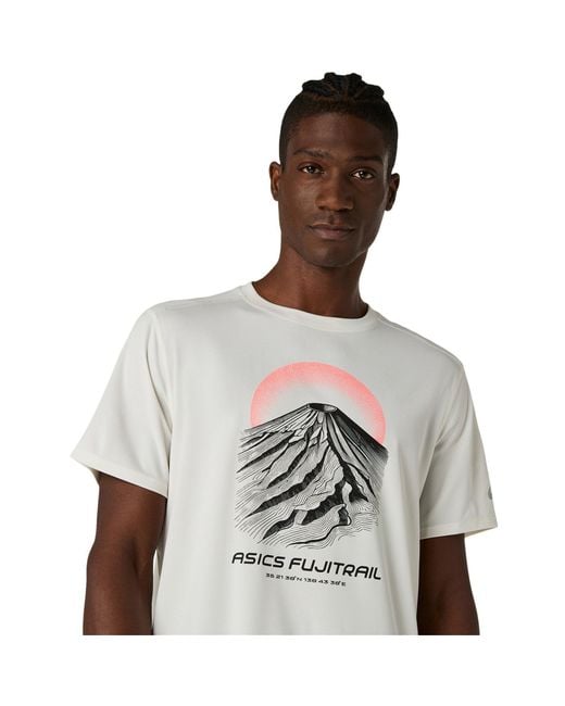 Asics White Fuji Logo Short Sleeve Running T-Shirt for men