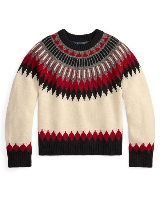Polo Ralph Lauren Red Fair Isle Crew Neck Jumper