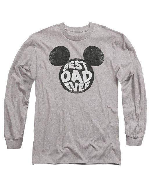 Disney Gray Mickey Mouse Best Dad Ever Long Sleeve T-Shirt for men