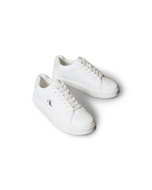 Calvin Klein White Leather Classic Cup Low-Top Trainers for men