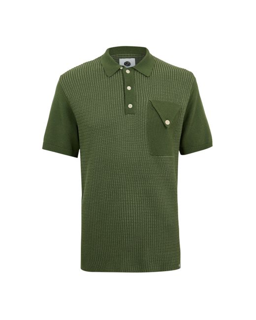 Pretty Green Green Roxy Knitted Short-Sleeve Polo Shirt for men