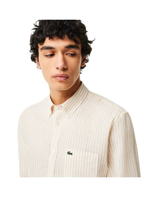 Lacoste Natural Long Sleeve Patterned Shirt for men