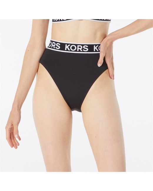 MICHAEL Michael Kors Black Logo High Waist Bikini Bottoms