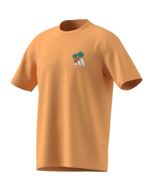 Adidas Orange Graphic Logo T-Shirt for men