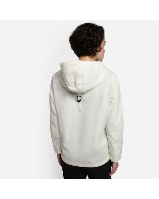 Napapijri White Rainforest Water Resistant Hooded Cropped Long Sleeve Rain Anorak