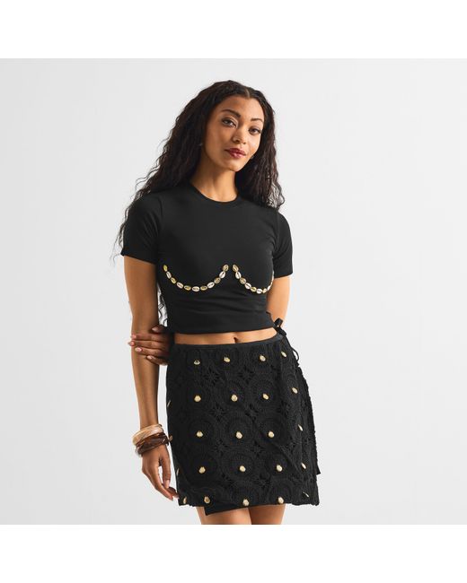 Never Fully Dressed Black Shell Boob T-Shirt