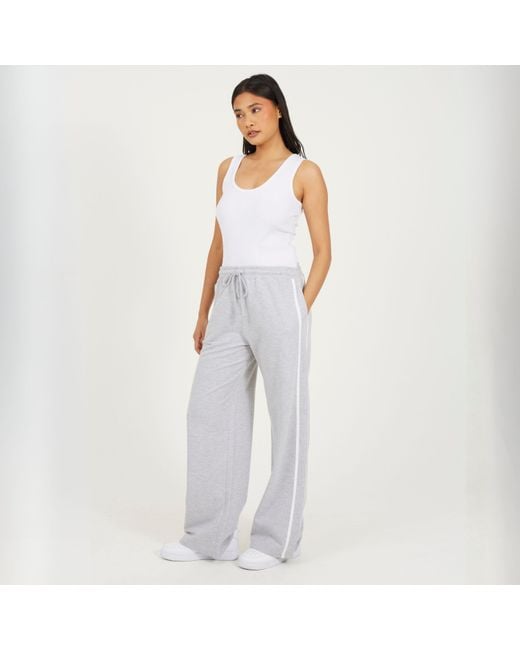 Brave Soul White Bs Wide Leg Jogger With Side Stripe Detail