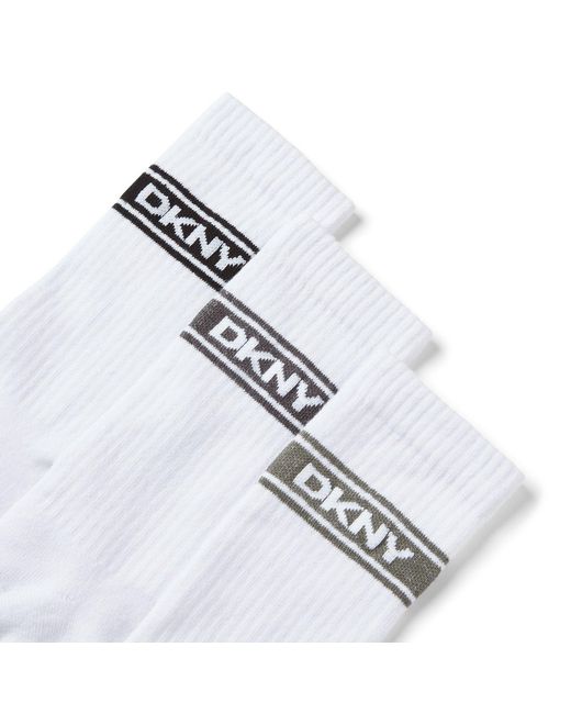 DKNY White 3 Pack Sport Socks Lacon for men