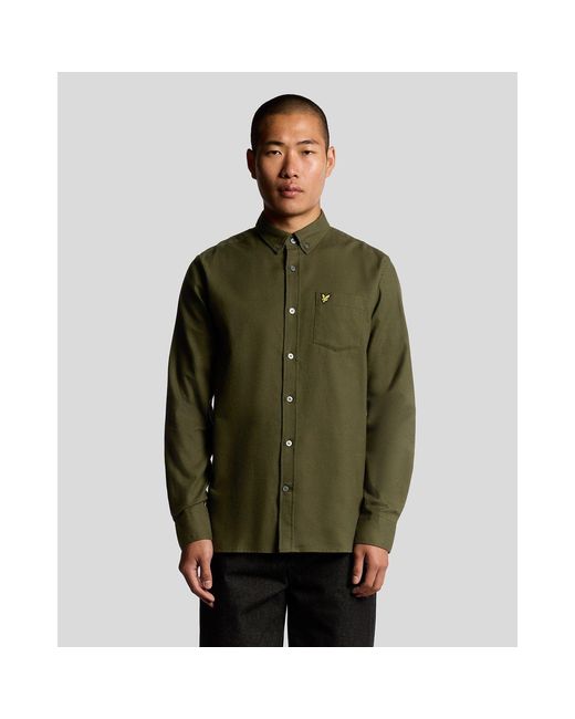Lyle & Scott Green Flannel Long Sleeve Shirt for men