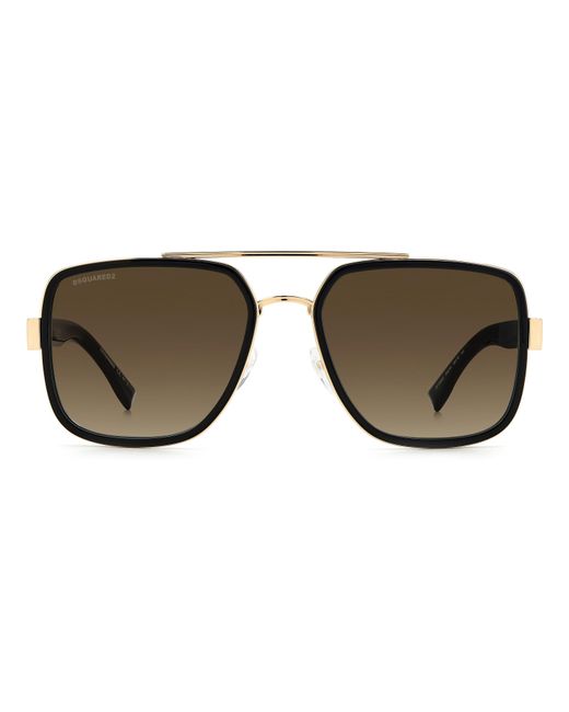 DSquared² Black Double Bridge Square Aviator Sunglasses for men