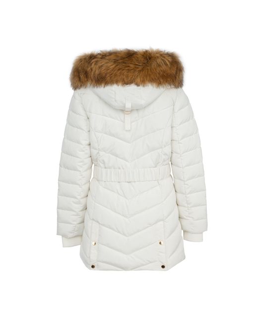 Firetrap White Waterproof Long Sleeve Mid-Length Puffer Jacket