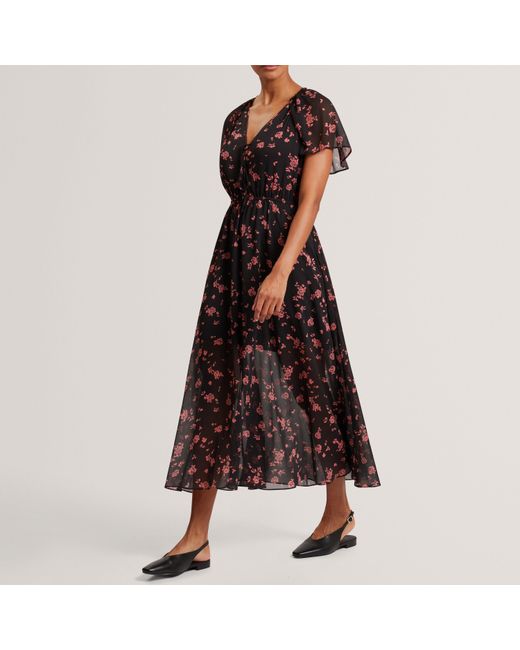 Ted Baker Black Print Midi Dress
