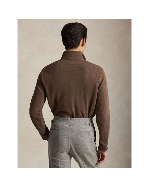 Polo Ralph Lauren Brown Estate Fleece Quarter Zip Sweater for men