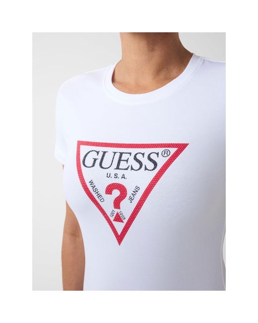Guess White Cn Original Hotfix Slim Fit T-Shirt