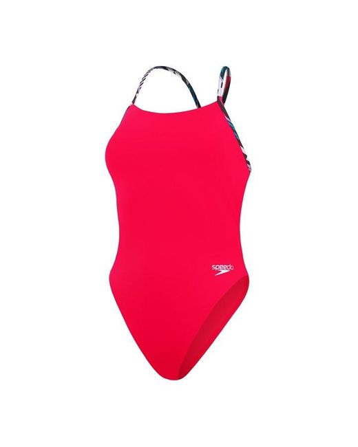 Speedo Red Lattice Tie-back Swimsuit