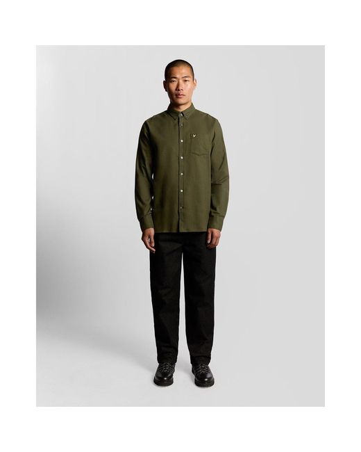 Lyle & Scott Green Flannel Long Sleeve Shirt for men