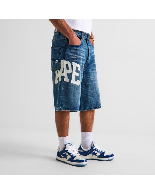 Aape Blue Denim Short Sn63 for men