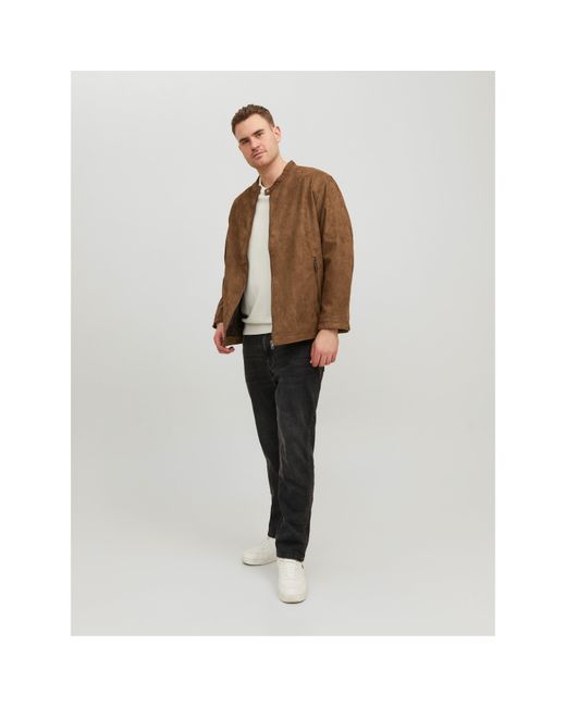 Jack & Jones Brown Clean Faux Leather Jacket for men