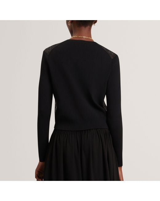 Ted Baker Black Lace Front Cardigan