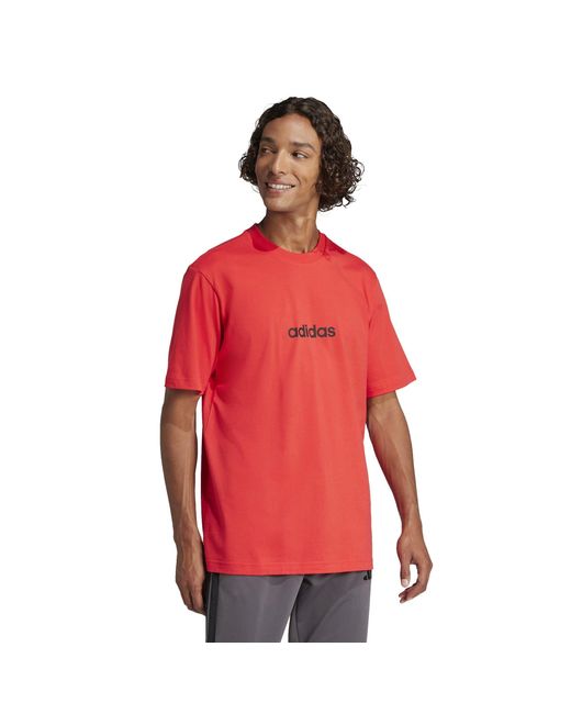Adidas S Essentials Single Jersey Linear Embroidered Logo Red Linear 3xl for men