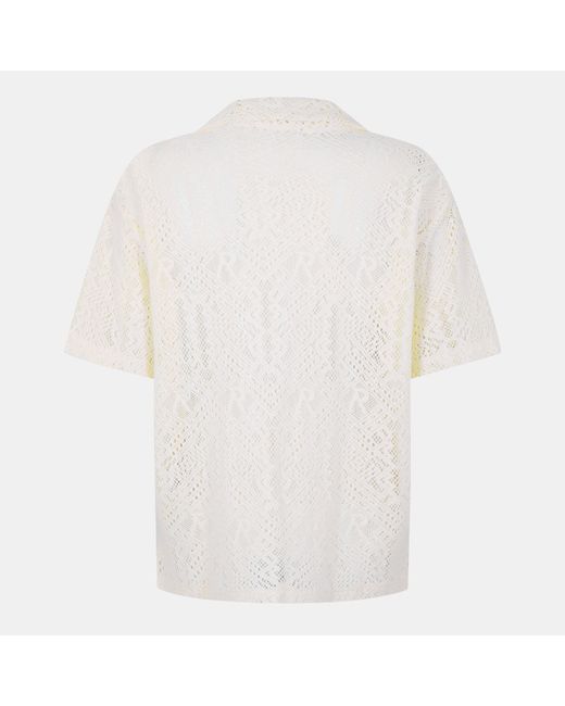 Represent White Rep All Over Crochet Cotton Short Sleeve Shirt for men
