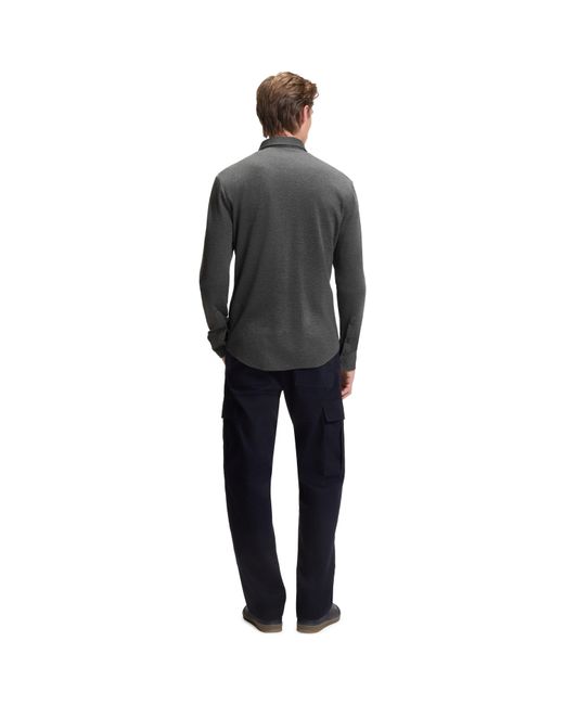Boss Gray Rudy Double Breasted Lyocell Long Sleeve Slim Fit Shirt for men