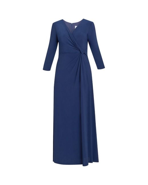 Gina Bacconi Blue Celine Jersey Wrap Maxi Dress