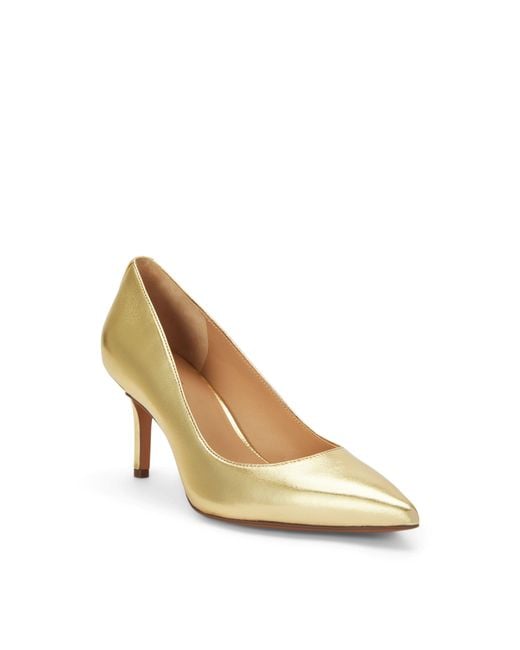 Ralph Lauren Metallic Lanette 3 Inch Mesh Leather Slide Sandals