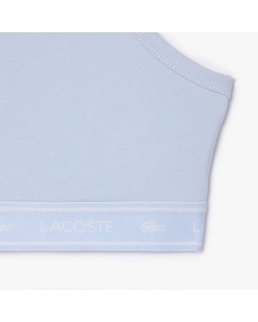 Lacoste Blue Stretch Cotton Logo Band Bralette