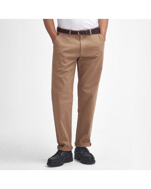 Barbour Brown Washed Stretch Tailored Trousers for men