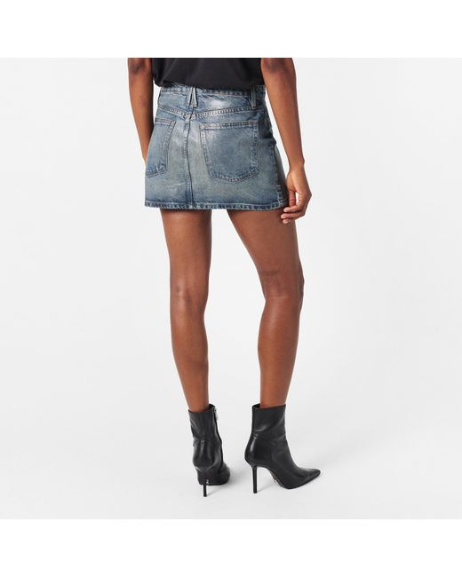 GOOD AMERICAN Blue Mini Five-Pocket Denim Skirt